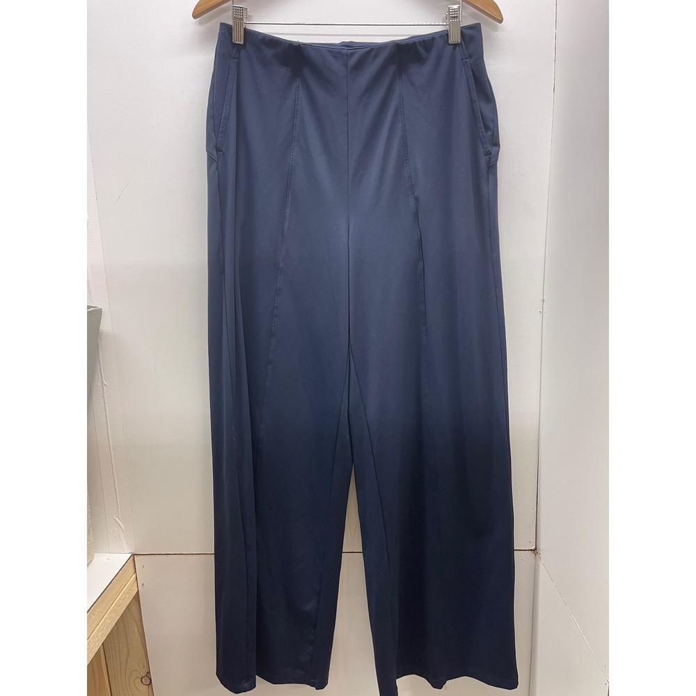 Old Navy PowerSoft Go-Dry Wide Leg Pants Navy Blue Seam Front Large